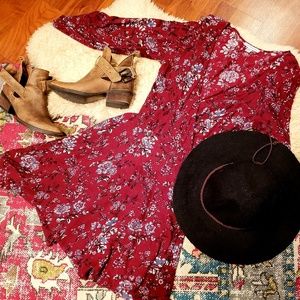 AEO boho floral wrap dress XS